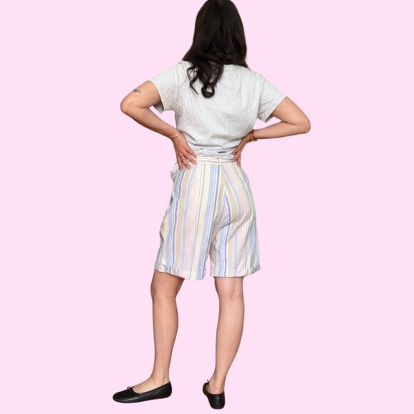 Vintage Jantzen Classics Striped Bermuda Shorts | Pastel High Waist Shorts XS-S - Picture 4 of 4
